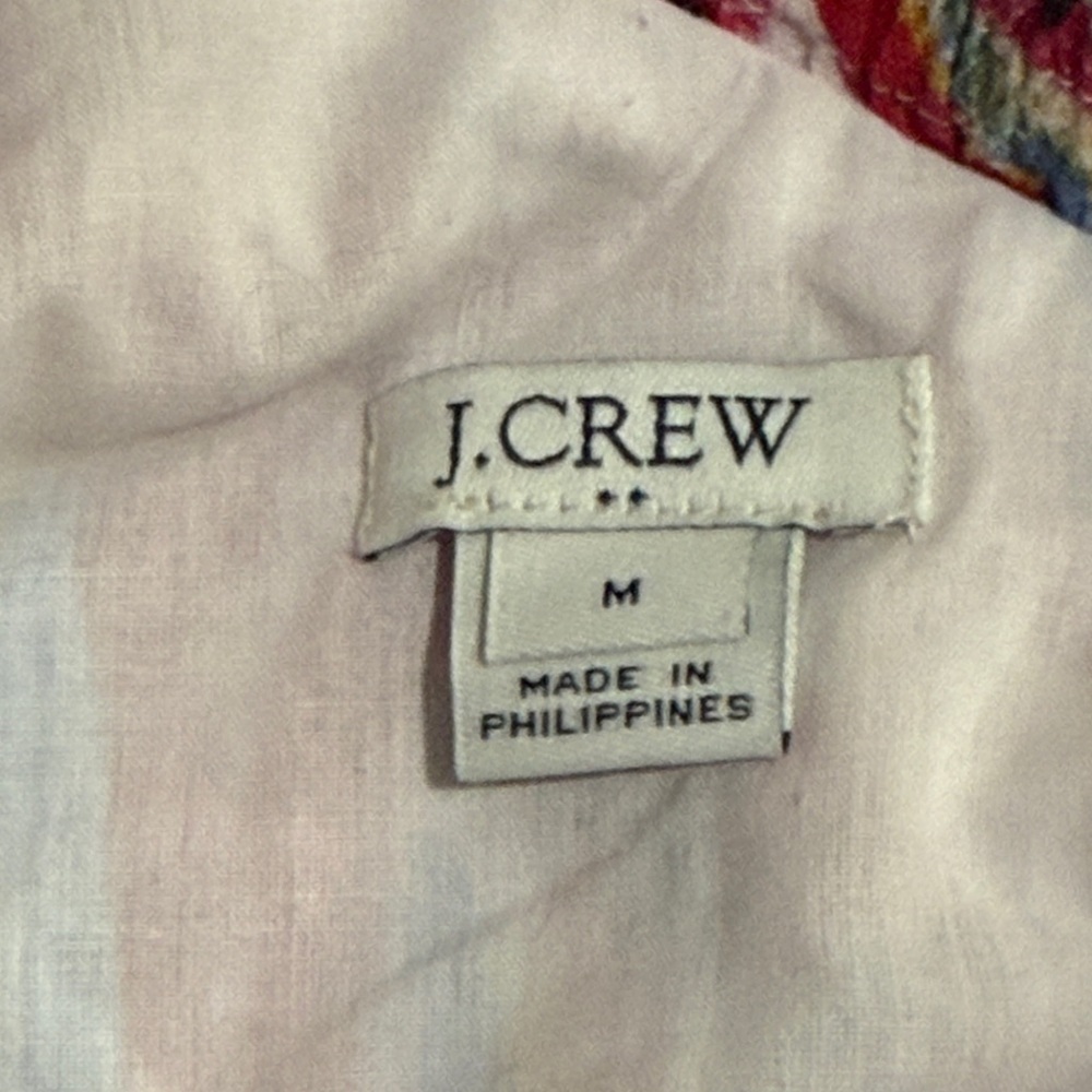 J Crew linen Colorful Leaf Print One-Shoulder Dress elastic shoulder - Picture 6 of 9